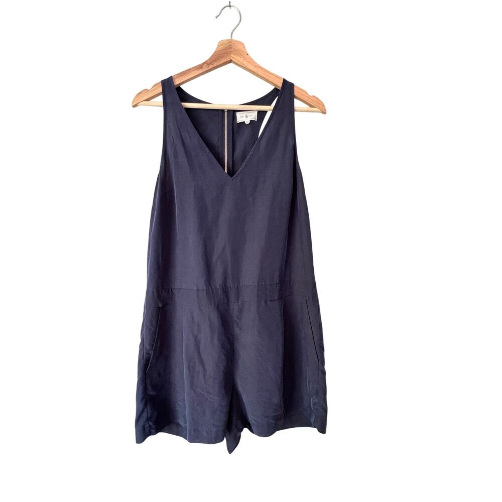 Navy Blue Lou & Grey Racerback Modal Romper with a Back zipper and Pockets